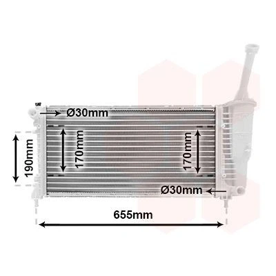 Bilde av VAN WEZEL 17002308 Radiator Aluminium 580 298 25 Kjøleribber satt sammen mekanisk