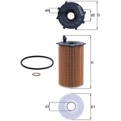 Bilde av MAHLE ORIGINAL OX 417D Oljefilter Filterinnsats HYUNDAI: Santa FE 2, 3, Grand Fé, KIA: SORENTO 2