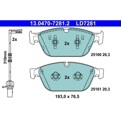 Bilde av ATE Ceramic 13.0470 7281.2 Bremseklosser inkl. slitasjevarselkontakt AUDI: A8 D4