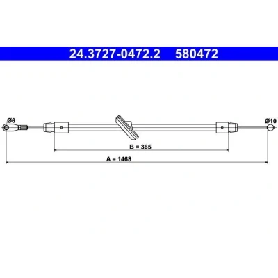 Bilde av ATE 24.3727 0472.2 Bremsekabel 1468 MERCEDES BENZ: Sprinter 3.5 T Van, 5 Flatvogn lastebil/Chassis