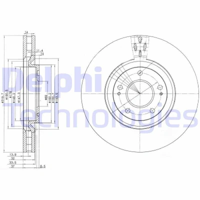 Bilde av DELPHI BG3988 Bremseskiver 320 32 5 ventilert oljet ubehandlet uten hjullager, ABS sensorring MITSUBISHI: Lancer 7 Limousine, 6 Limousine