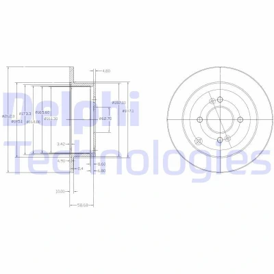 Bilde av DELPHI BG4097 Bremseskiver 262 10 4 fullt ut oljet ubehandlet uten hjullager, ABS sensorring HYUNDAI: i20 I Hatchback, Getz, ACCENT 3 Stufenheck
