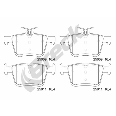 Bilde av BRECK 25009 00 704 Bremseklosser ikke klargjort for slitasjeindikator VOLKSWAGEN: Golf 7, Passat B8 Variant, 7 AUDI: A3 Sportback