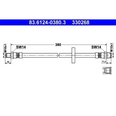Bilde av ATE 83.6124 0380.3 Bremseslange 380 M10x1 VOLVO: V90 I Stasjonsvogn