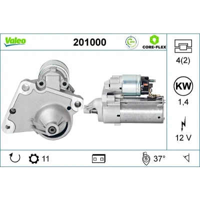 Bilde av VALEO 201000 Starter 12 1,4 11 PEUGEOT: Partner I Van, II Tepee, Expert CITROËN: C4 Picasso 2, C3 Hatchback, Berlingo Van