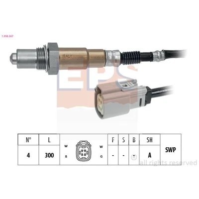Bilde av EPS 1.998.367 Lambdasonde Made in Italy OE Equivalent oppvarmet, planarsonde, forsmurt gjenge FORD: Ranger Mk3