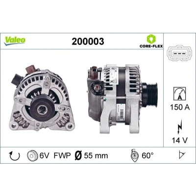 Bilde av VALEO 200003 Dynamo 14V 150A VOLVO: V50, C30, S40 II, FORD: KUGA 1, FIESTA 5, Focus 2
