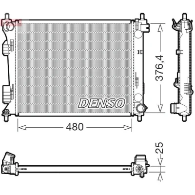 Bilde av DENSO DRM41037 Radiator 480mm 376mm 25mm HYUNDAI: i20 I Hatchback