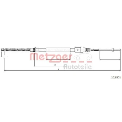 Bilde av METZGER 10.6201 Bremsekabel bakre venstre 824/547 Trommelbrems COFLE PEUGEOT: 406 Stasjonsvogn, Sedan