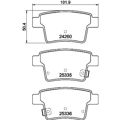 Bilde av HELLA 8DB 355 012 171 Bremseklosser ikke klargjort for slitasjeindikator med bremsecaliperskruer tilbehør FORD: MONDEO 3 Kombi,