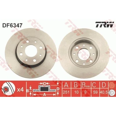 Bilde av TRW DF6347 Bremseskiver 251 10 4 98 fullt ut spraylakkert ALFA ROMEO: MiTo