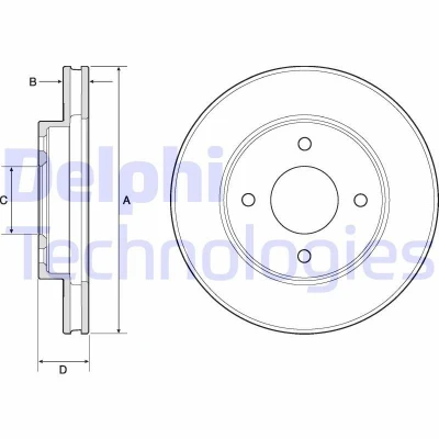 Bilde av DELPHI BG4742C Bremseskiver 238 22 4 ventilert belagt ubehandlet uten hjullager, ABS sensorring NISSAN: Note I, MICRA 3