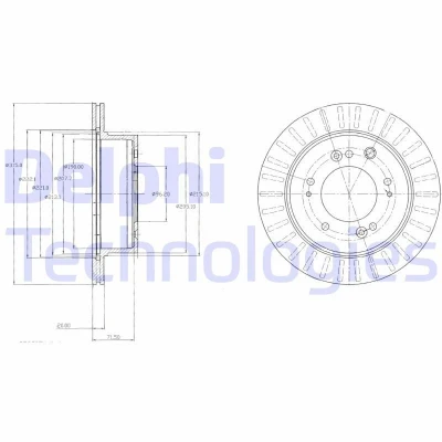 Bilde av DELPHI BG4331 Bremseskiver 315 20 5 ventilert oljet ubehandlet uten hjullager, ABS sensorring KIA: SORENTO 1