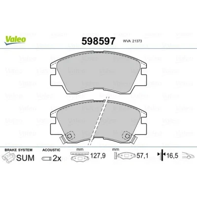 Bilde av VALEO 598597 Bremseklosser framaksel inkl. slitasjevarselkontakt uten antiskrike blikk TOYOTA: Avensis III Stasjonsvogn, Corolla X Sedan