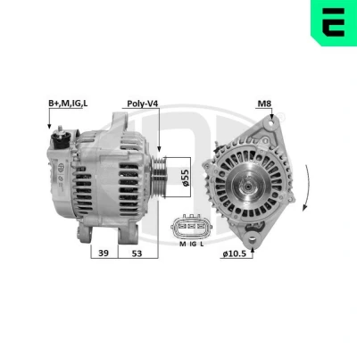 Bilde av ERA 209673A Dynamo 14V 70A TOYOTA: Yaris I Hatchback