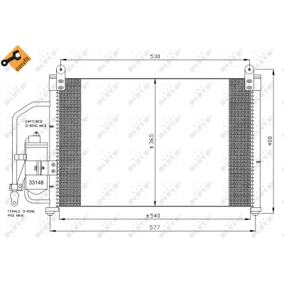 Bilde av NRF EASY FIT 35393 Kondensator med tørker, tetningsring 11,8 Aluminium 540