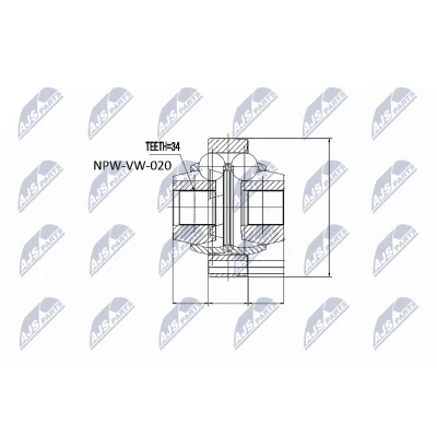 Bilde av NTY NPW VW 020 Drivknute girkassesiden FORD: Galaxy Mk2 MPV