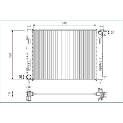 Bilde av VALEO 701120 Radiator Aluminium 398 510 16 uten kjølemiddelregulator Kjøleribber loddet