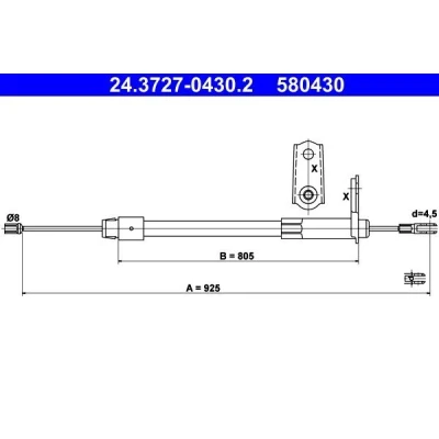 Bilde av ATE 24.3727 0430.2 Bremsekabel 925 MERCEDES BENZ: C Klasse T modell, Sedan
