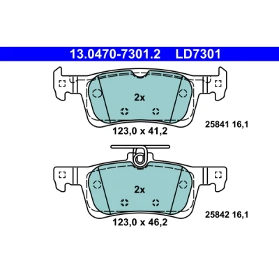 Bilde av ATE Ceramic 13.0470 7301.2 Bremseklosser ikke klargjort for slitasjeindikator, ekskl. slitasjevarselkontakt PEUGEOT: 308 SW 2, II Hatchback