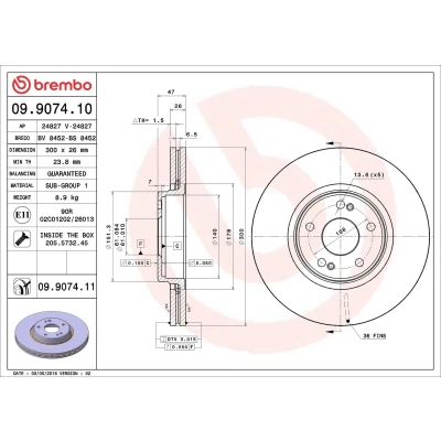 Bilde av BREMBO COATED DISC LINE 09.9074.11 Bremseskiver 300 26 5 innvendig ventilert belagt med skruer RENAULT: LAGUNA 2 Grandtour