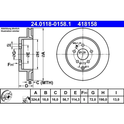 Bilde av ATE 24.0118 0158.1 Bremseskiver 324,6 18,0 5 114,3 ventilert belagt MAZDA: CX 7