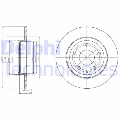 Bilde av DELPHI BG4534C Bremseskiver 278 10 5 fullt ut belagt ubehandlet uten hjullager, ABS sensorring MAZDA: 6 Stasjonsvogn, Sedan