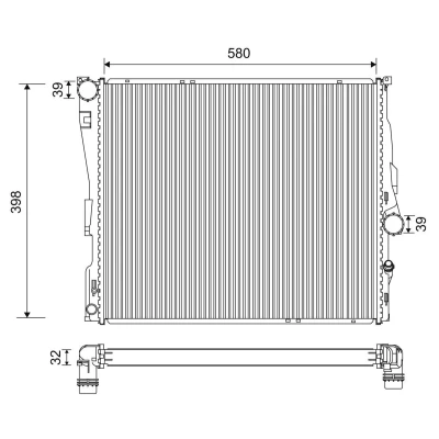 Bilde av VALEO 701200 Radiator Aluminium 580 498 32 Kjøleribber loddet BMW: X3