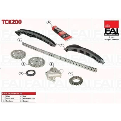 Bilde av FAI AutoParts TCK200 Registerkjedesett med tetning, tannhjul simplex, Kjede m/lite støy VOLKSWAGEN: Polo IV Hatchback, V Hatchback