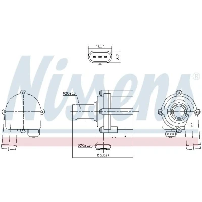 Bilde av NISSENS 832172 Vannpumpe plast elektrisk AUDI: A6 C7 Avant, A7 Sportback, A4 B8 Sedan