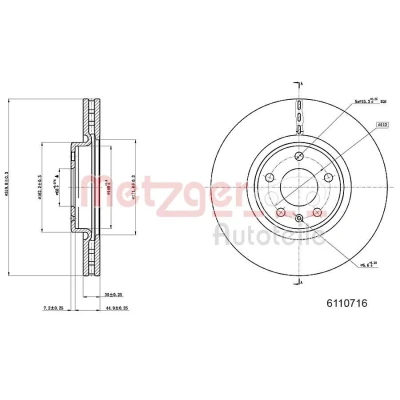 Bilde av METZGER 6110716 Bremseskiver framaksel 319,9 29,9 5 112 innvendig ventilert spraylakkert, Krysssliping høy karbon AUDI: A6 C7 Avant, A4 B8 Q5