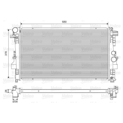 Bilde av VALEO 734887 Radiator Aluminium 378 680 26 uten kjølemiddelregulator Kjøleribber loddet MERCEDES BENZ: Vito Mixto, Minibuss
