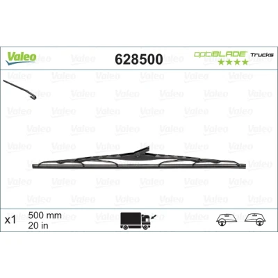 Bilde av Vindusvisker Valeo Optiblade Trucks 628500 500mm på begge sider Standard feste m/haker FIAT: Ducato II Flatvogn lastebil/Chassis