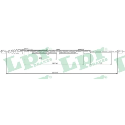 Bilde av LPR C0952B Bremsekabel 1690/1075 Skivebrems VOLKSWAGEN: New Beetle Cabrio, Golf 4, 4 Variant, AUDI: A3 Hatchback, SKODA: Octavia 1 Combi