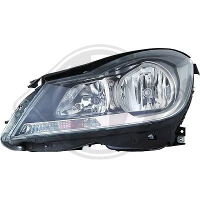 Bilde av DIEDERICHS Priority Parts 1672182 Frontlykter høyre H7/H7 antrasit med motor for høydejustering hovedlys MERCEDES BENZ: C Klasse Sedan