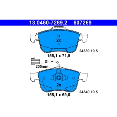 Bilde av ATE 13.0460 7269.2 Bremseklosser inkl. slitasjevarselkontakt ALFA ROMEO: Giulietta Hatchback