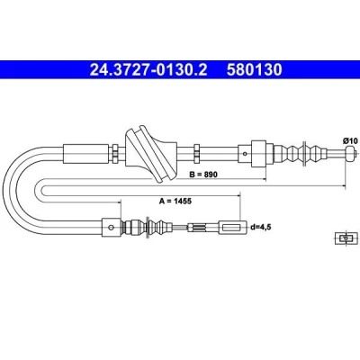 Bilde av ATE 24.3727 0130.2 Bremsekabel 1455 AUDI: 200 C3 Sedan, 100 Sedan