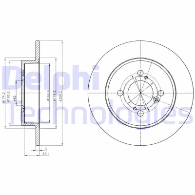 Bilde av DELPHI BG4345 Bremseskiver 259 9 4 fullt ut oljet ubehandlet uten hjullager, ABS sensorring SUZUKI: SWIFT