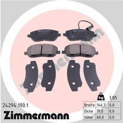 Bilde av ZIMMERMANN 24294.190.1 Bremseklosser inkl. slitasjevarselkontakt Bildet viser leveranseinnholdet FIAT: Croma II Stasjonsvogn