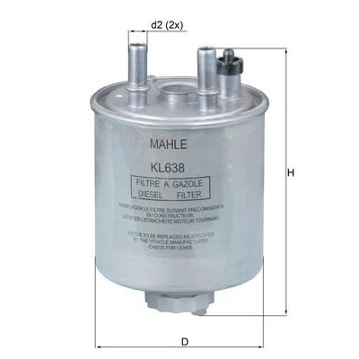 Bilde av MAHLE ORIGINAL KL 638 Drivstoffilter ledningsfilter 10 10,0 RENAULT: LAGUNA 3 Grandtour, 3, Kangoo II Express