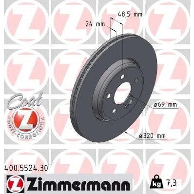 Bilde av ZIMMERMANN 400.5524.30 Bremseskiver 320 24 6/5 5 112 ventilert, todelt bremseskive belagt høy karbon MERCEDES BENZ: E Klasse Sedan, T modell