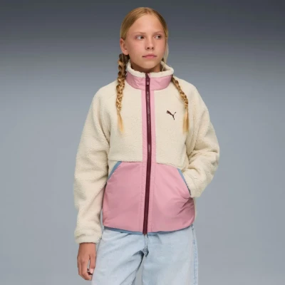 Bilde av Puma Hybrid Jacket Unisex Fleecejakke till barn, Størrelse: 176, Alpine snow