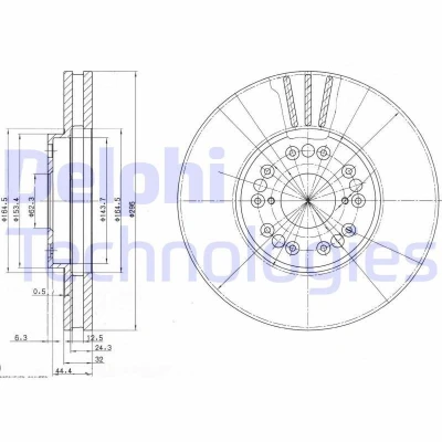 Bilde av DELPHI BG2829 Bremseskiver 296 32 5 ventilert oljet ubehandlet uten hjullager, ABS sensorring LEXUS: GS II, IS I Sedan