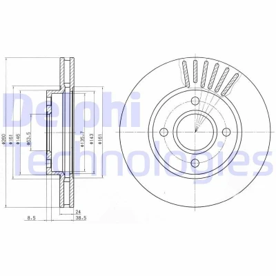 Bilde av DELPHI BG2699 Bremseskiver 260 24 4 ventilert oljet ubehandlet uten hjullager, ABS sensorring FORD: SCORPIO 1, MONDEO 1 Kombi