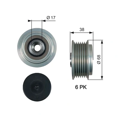 Bilde av GATES OAP7185 Frihjul Dynamo 38 FleetRunner Micro V Stretch Fit