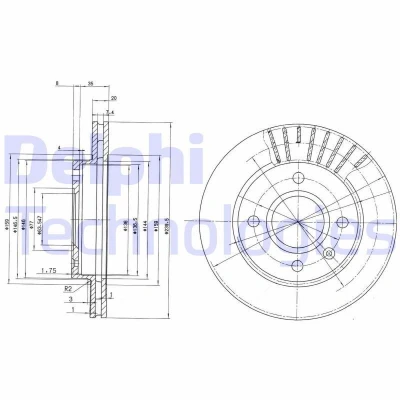Bilde av DELPHI BG2440 Bremseskiver 240 20 4 ventilert oljet ubehandlet uten hjullager, ABS sensorring FORD: Escort 5, 6