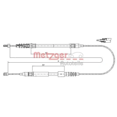 Bilde av METZGER 11.5762 Bremsekabel bakre venstre 1426, 762/367 Skivebrems COFLE OPEL: Corsa C Hatchback