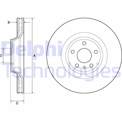 Bilde av DELPHI BG9955 Bremseskiver 347 30 5 ventilert oljet ubehandlet uten hjullager, ABS sensorring AUDI: A6 C6 Avant, C5 Sedan