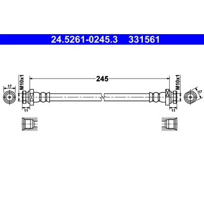 Bilde av ATE 24.5261 0245.3 Bremseslange 245 M10x1