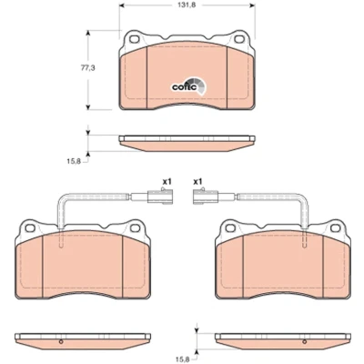 Bilde av TRW COTEC GDB1648 Bremseklosser inkl. slitasjevarselkontakt ALFA ROMEO: 159 Sportwagon, Giulietta Hatchback, Brera, LANCIA: Kappa Sedan